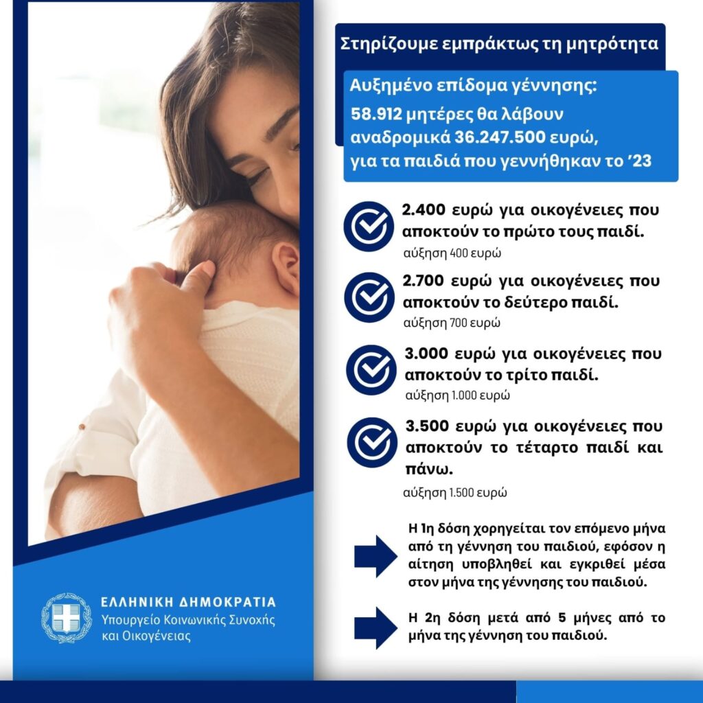 Επίδομα γέννησης ΠΗΓΗ: <a href="https://cretaone.gr/">cretaone.gr</a>