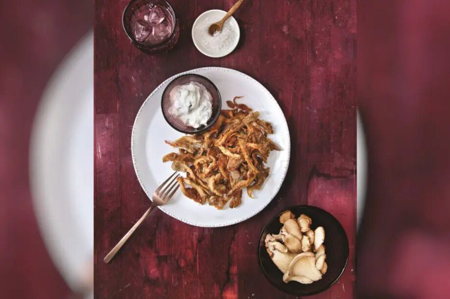 Τηγανητά μανιτάρια με μπαχαρικά και μαγιονέζα βασιλικού