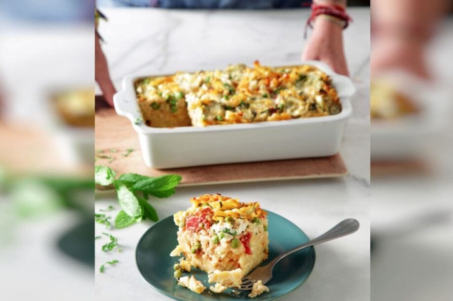 Ζυμαρικά φούρνου με αρακά