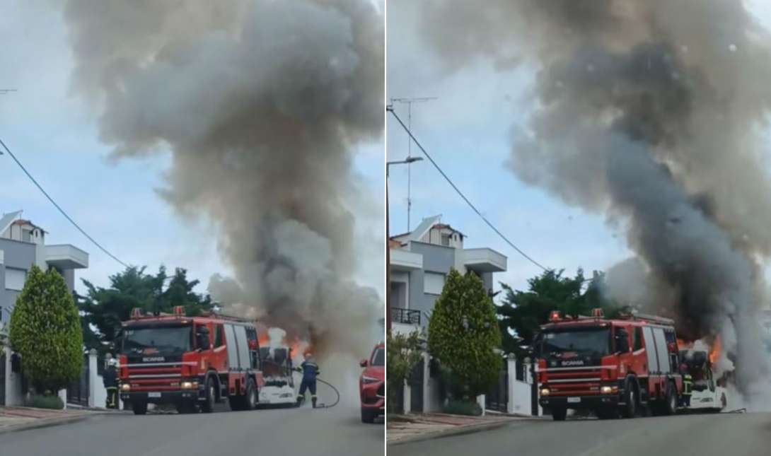 φωτιά λεωφορείο Θεσσαλονίκη