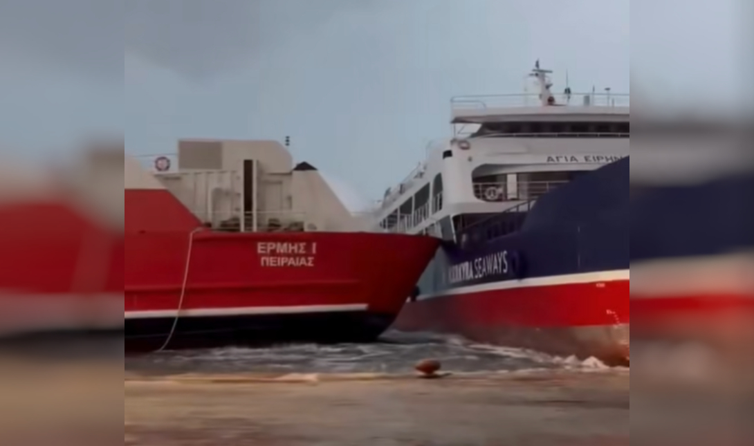 Έσπασαν οι κάβοι και συγκρούστηκαν δύο πλοία στο λιμάνι της Ηγουμενίτσας - Δείτε το βίντεο